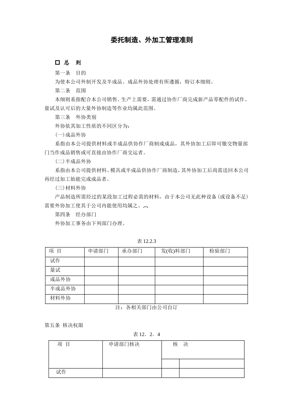 委托制造、外加工管理准则_第1页