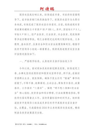 乡镇脱贫攻坚自查评估报告