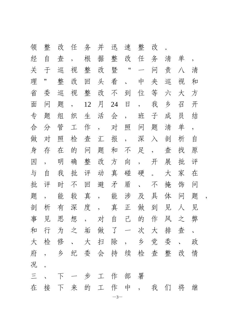 西城乡关于巡视整改工作自查自纠报告_第3页