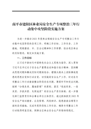 市某区林业局安全生产专项整治三年行动集中攻坚阶段实施方案