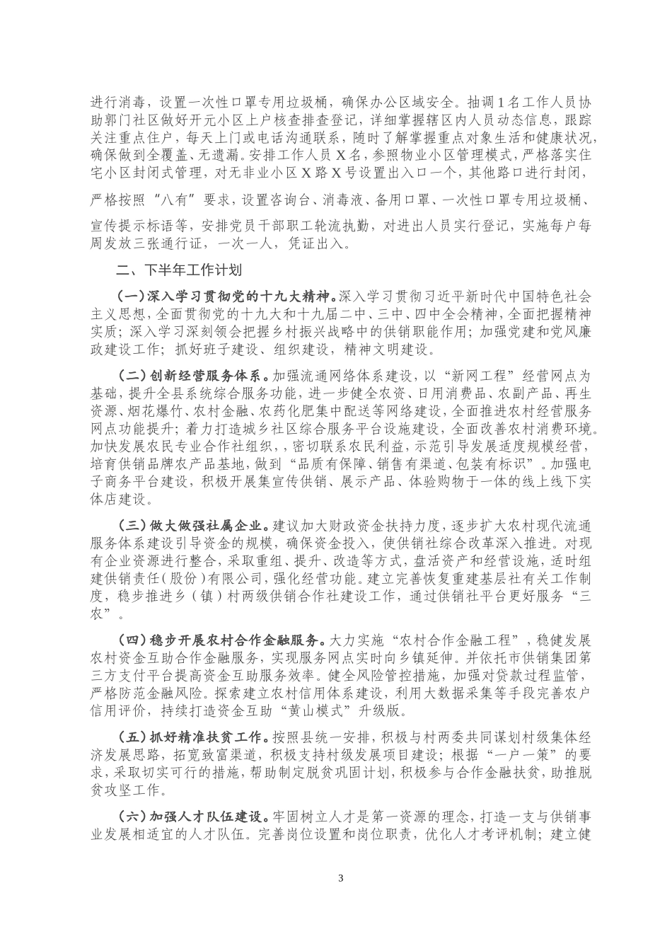 县供销社2020年上半年工作总结及下半年工作计划_第3页
