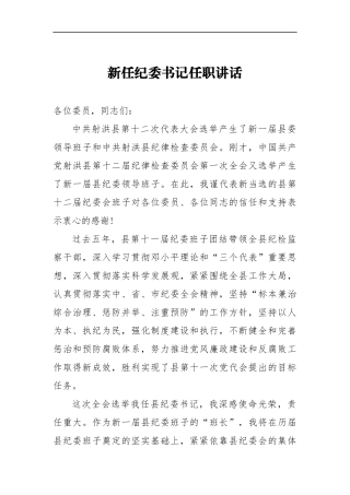新任纪委书记任职讲话三_转换