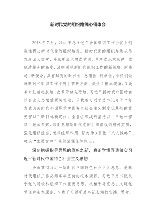 新时代党的组织路线心得体会