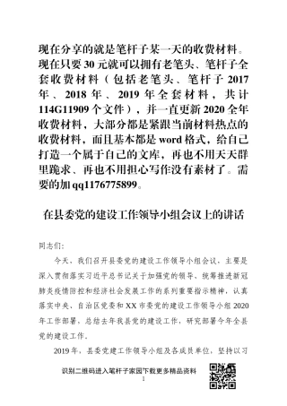 县委党的建设工作领导小组会议上的讲话