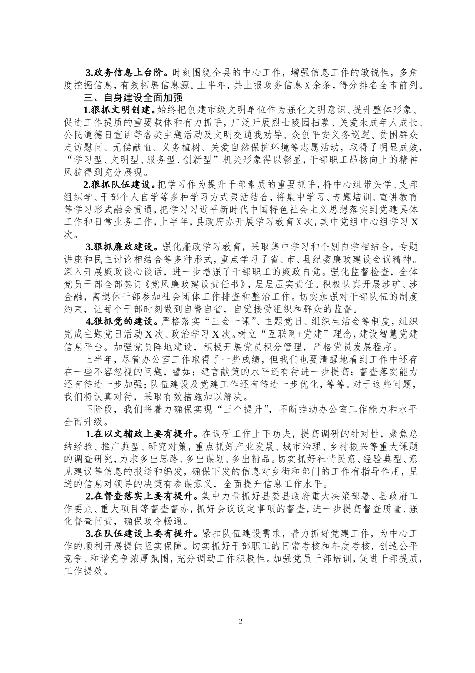 县政府办2020年上半年工作总结和下半年工作计划_第2页