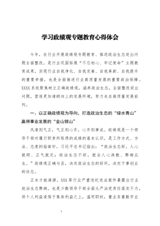 学习政绩观专题教育心得体会