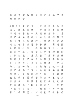 学习贯彻落实总书记视察宁夏精神讲话