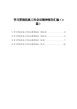 学习贯彻民族工作会议精神报告汇编4篇