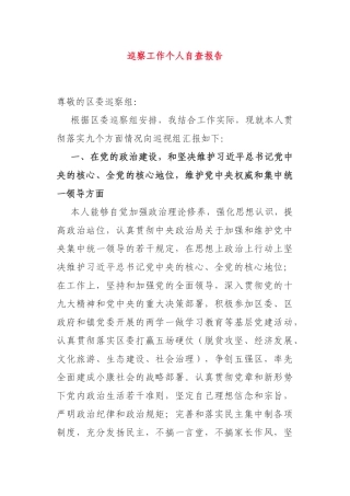 巡察工作个人自查报告