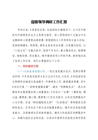 迎接领导调研工作汇报