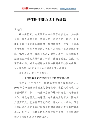 在挂职干部会议上的讲话（二）
