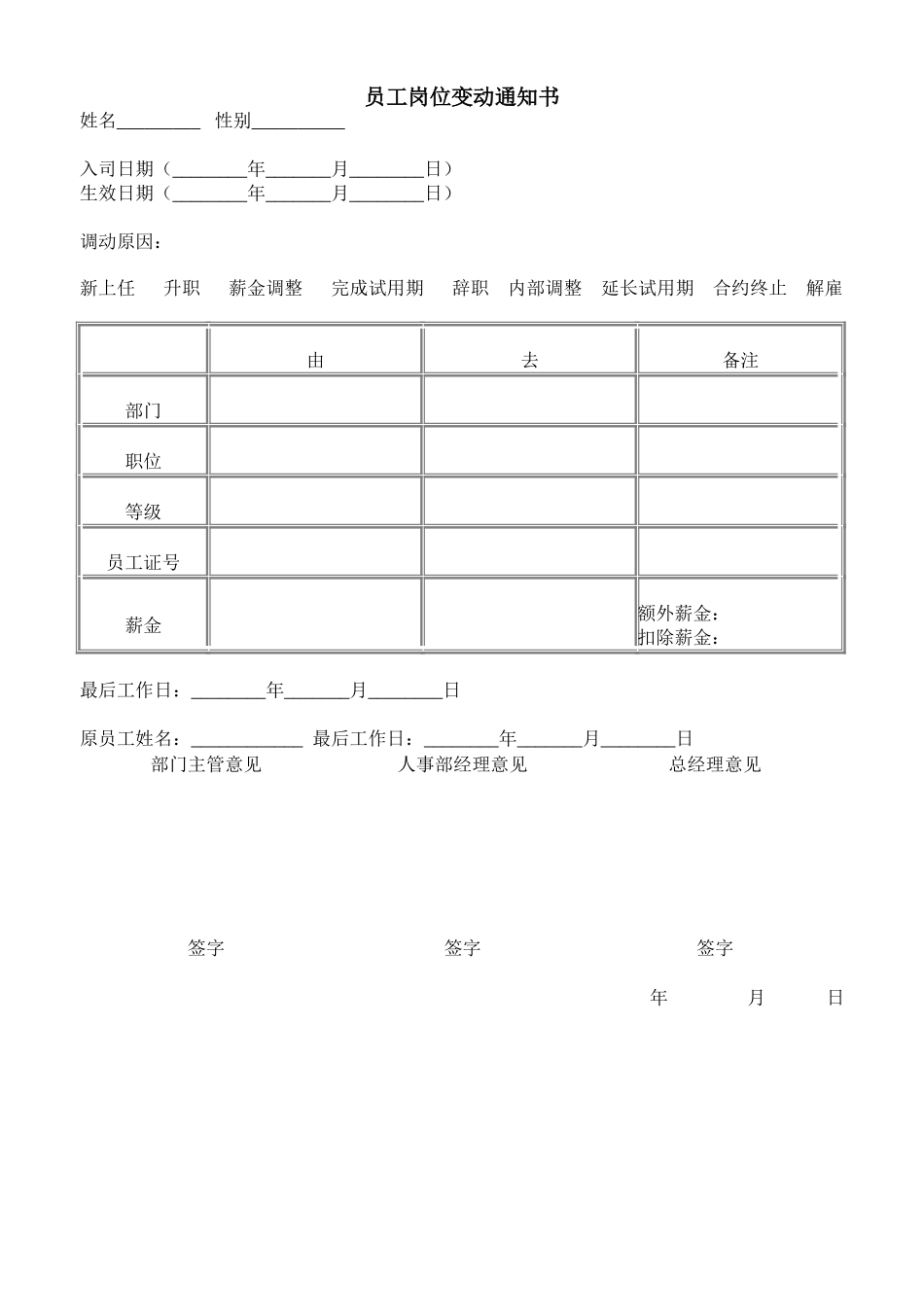 员工岗位变动通知书_第1页