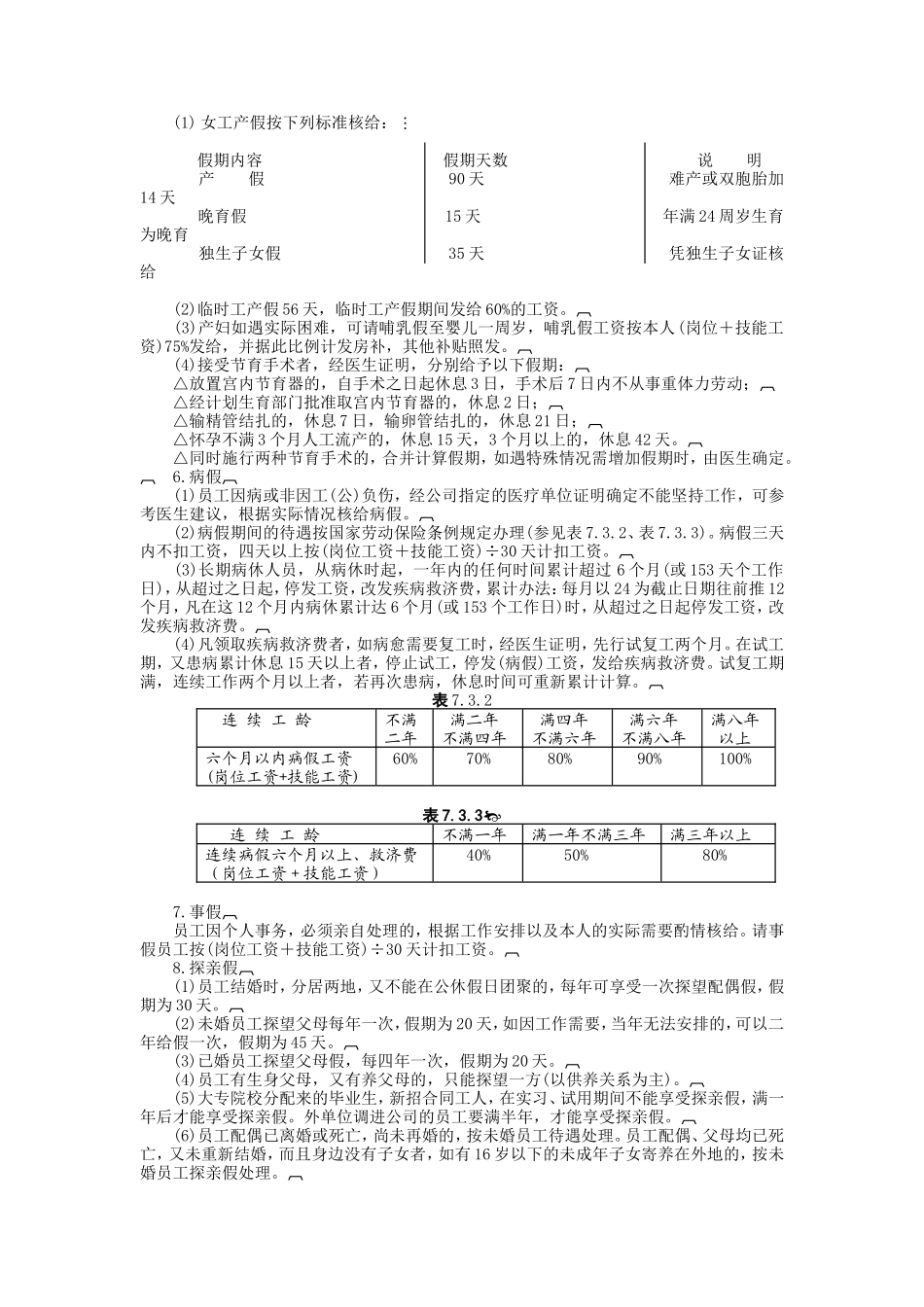 员工考勤和休假的规定_第2页