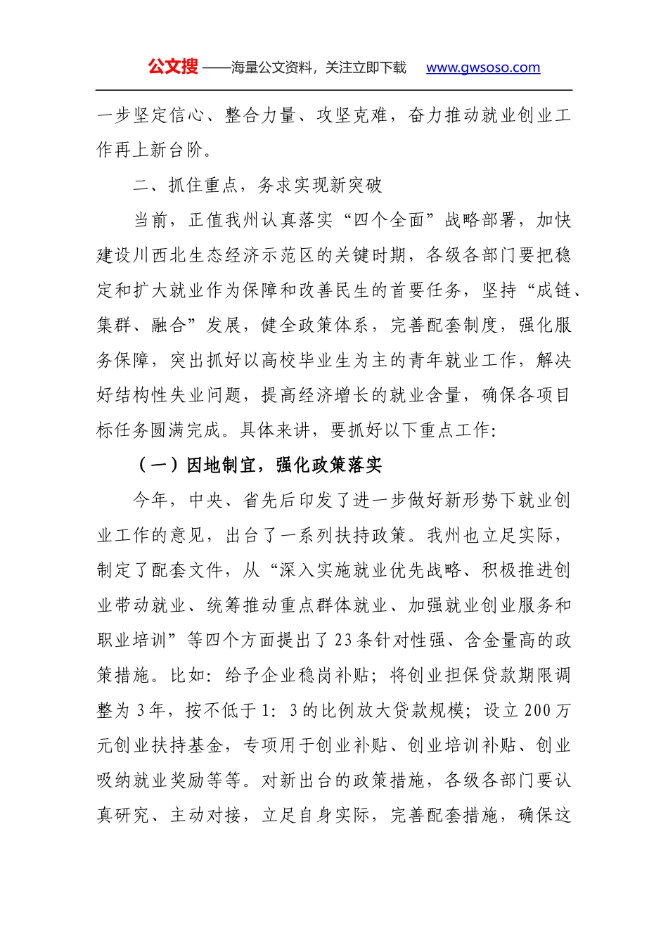 在全州就业创业工作电视电话会议上的讲话_第3页