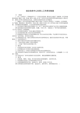 综合信息中心负责人工作责任