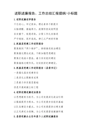 最新30组述职提纲