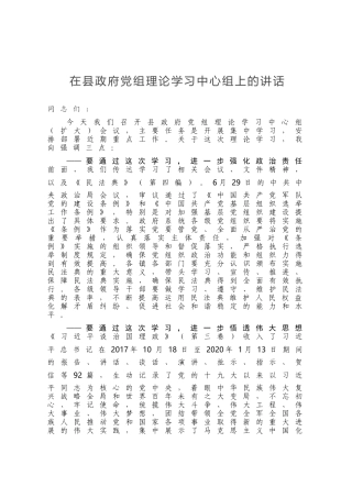 在县政府党组理论学习中心组上的讲话发言