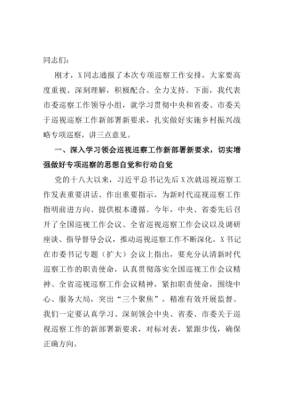 在乡村振兴战略专项巡察工作动员会上的讲话