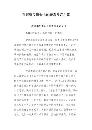在巡察反馈会上的表态发言9篇