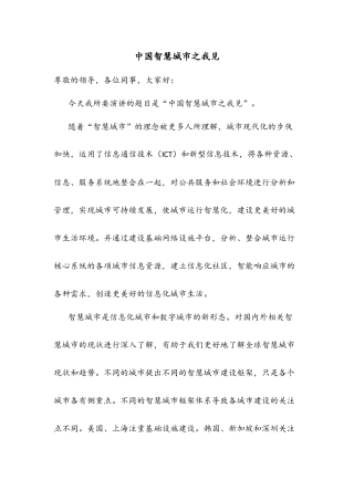 中国智慧城市之我见