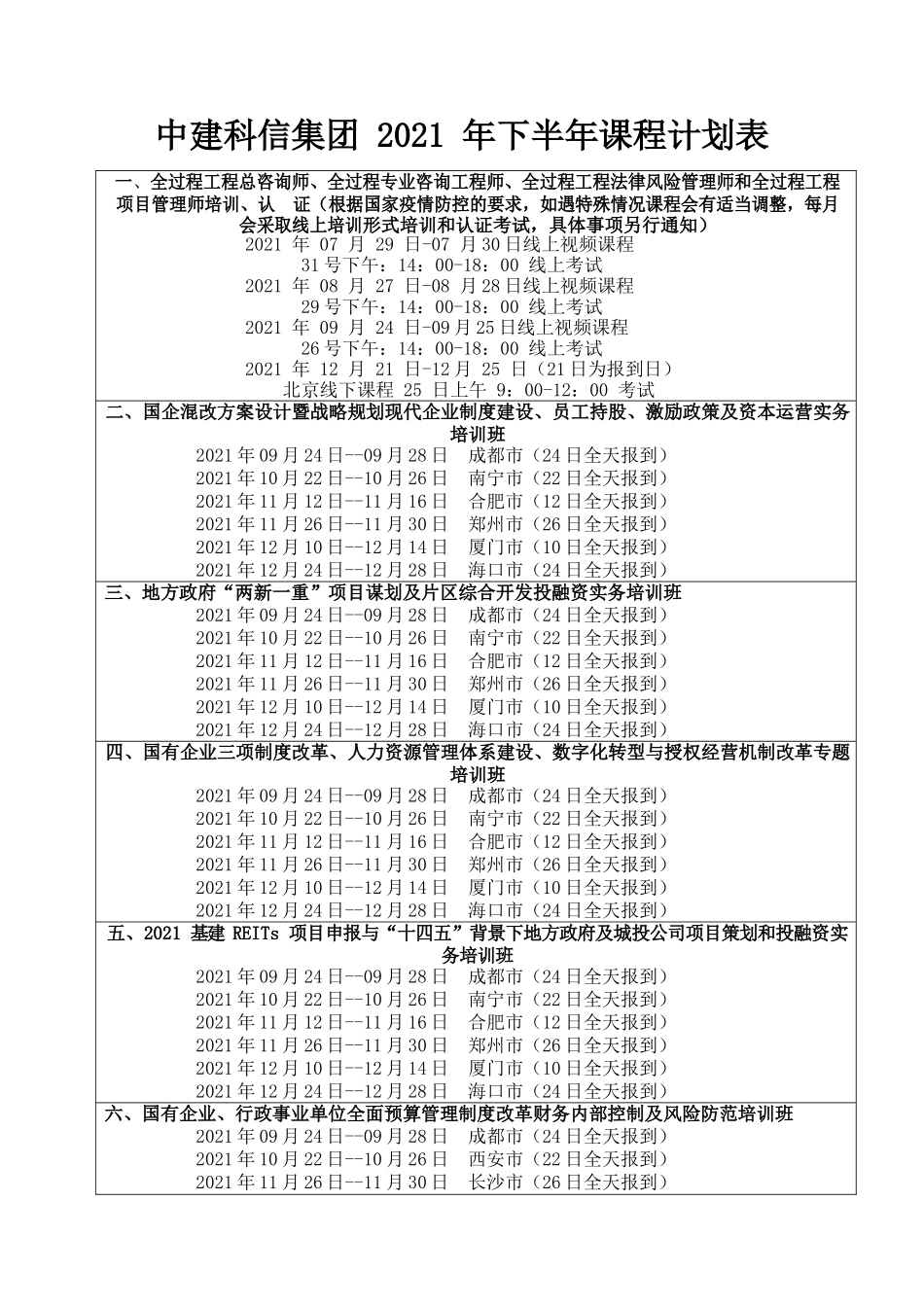 中建科信2021年课程计划表_第1页