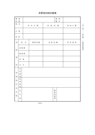 在职训练结训报表