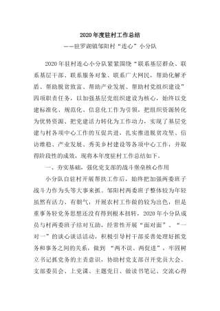 2020年度驻村工作总结