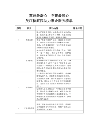 助力惠企服务清单