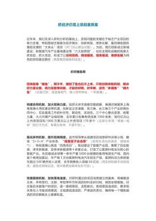 抓经济仍需上项目重质量（标题太燃了）