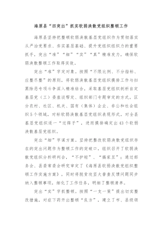 抓实软弱涣散党组织整顿工作经验材料2篇