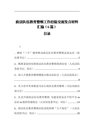 政法队伍教育整顿工作经验研讨发言6篇