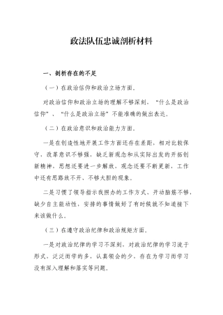 政法队伍忠诚剖析材料