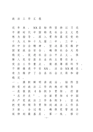 政法工作汇报