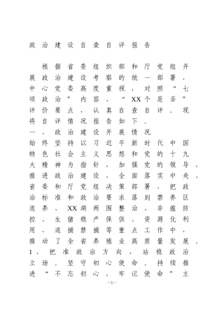 政治建设自查自评报告