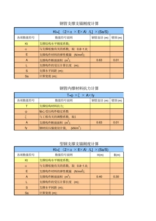 支撑体系支锚刚度及材料抗力计算