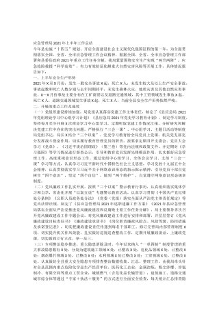 X应急系统2021年上半年工作总结