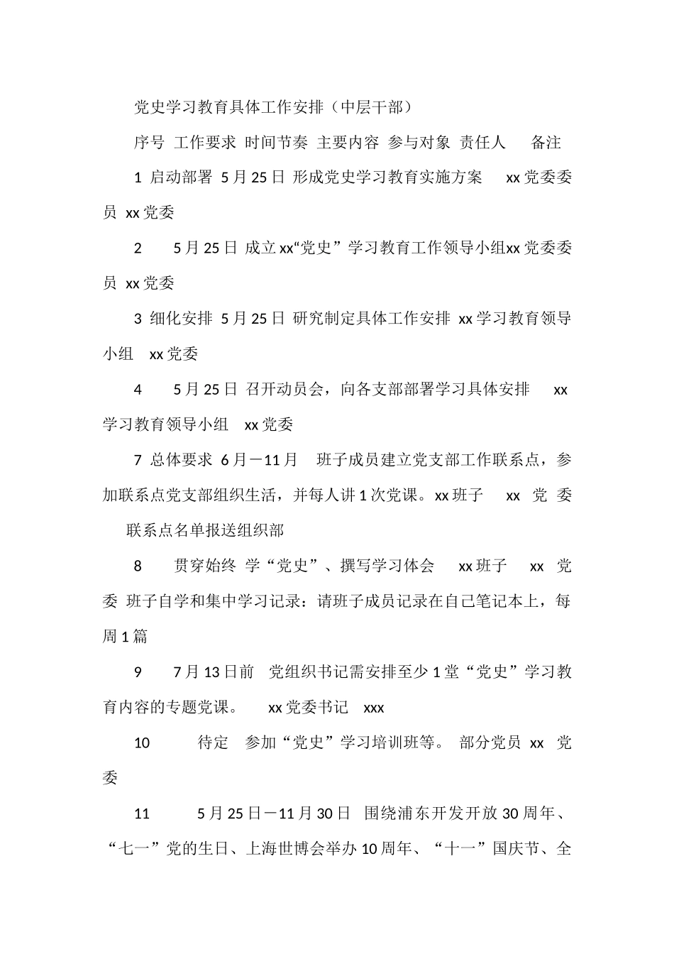 党史学习教育具体工作安排计划表_第1页