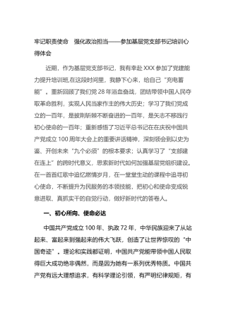 参加基层党支部书记培训心得体会
