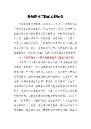 参加巡视工作的心得体会