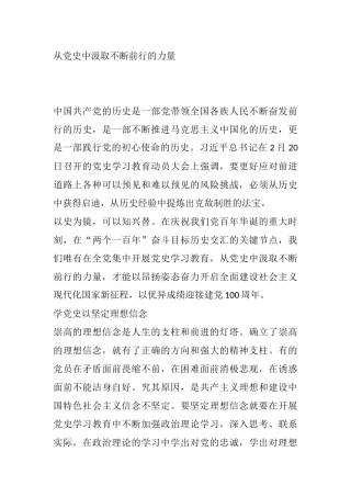 从党史中汲取不断前行的力量  心得体会