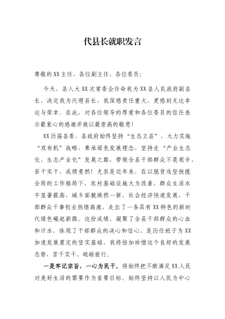 代县长就职发言