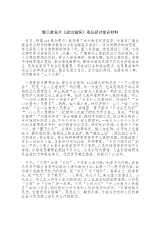 观看警示教育片《政治掮客》观后研讨发言材料