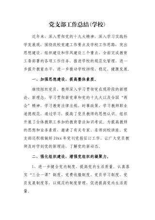 党支部工作总结(学校)
