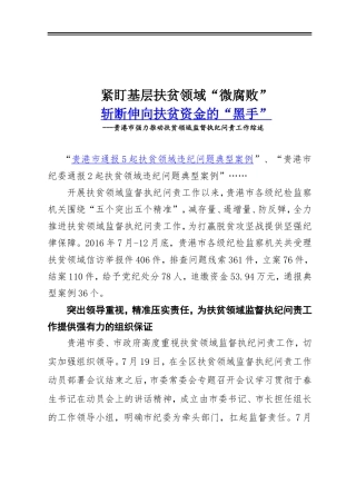 贵港市扶贫领域监督执纪问责工作综述