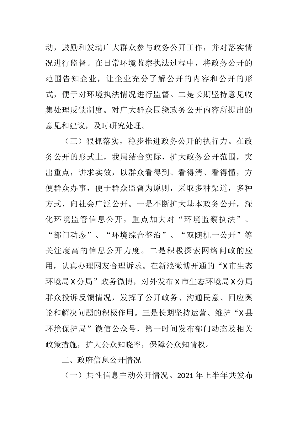 X市生态环境局2021年上半年政务公开工作总结_第2页