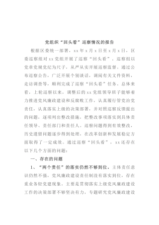 党组织“回头看”巡察情况的报告