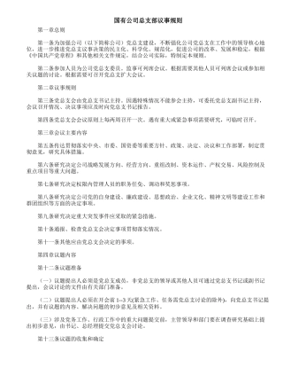 国有公司总支部议事规则