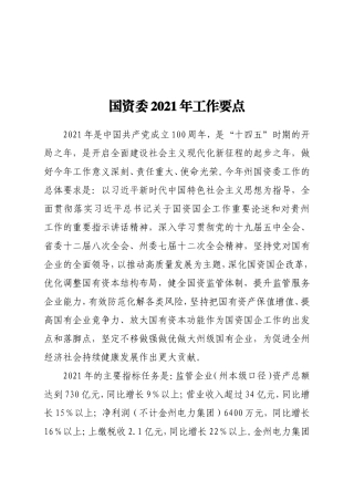 国资委2021年工作要点(1)