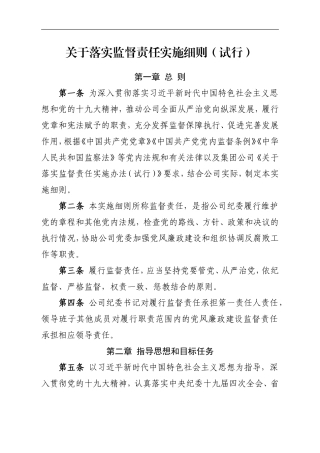公司纪委落实监督责任实施细则监督内容