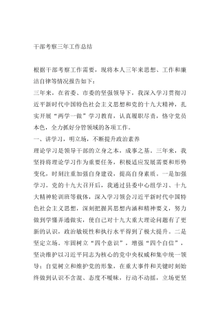 干部考察三年工作总结  负责青少年工作